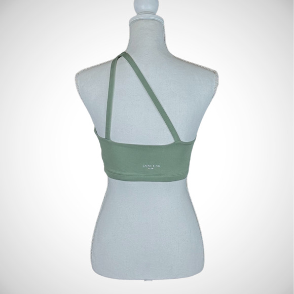 ANINE BING SPORT Jules Sports Bra Asymmetrical Design Artichoke Green size Small - Picture 3 of 11